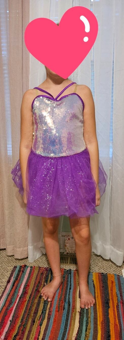 Weissman "Pretty Girls" Purple Sequin Tulle Dance Costume Dress 9044 Child Large